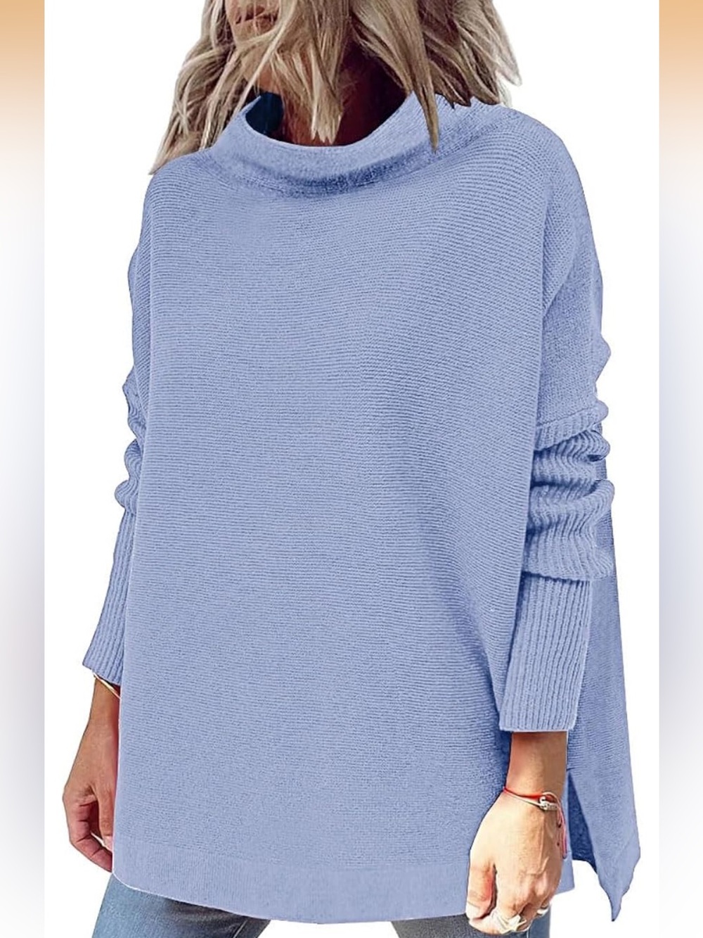 Lillusory Blue Mockneck Tunic Sweater Like New Small